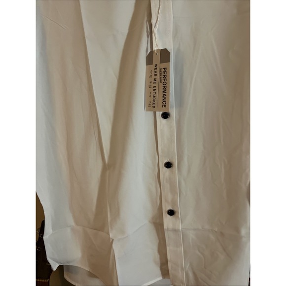 Mens White Performance Super Shirt Four Way‎ Stretch Wrinkle Resistant Large - Picture 4 of 9